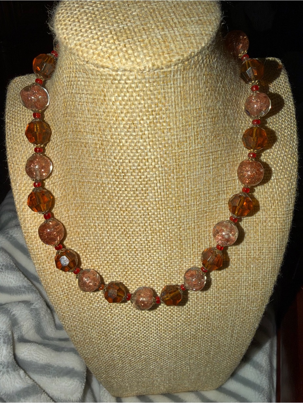 Unbranded Amber Brown Glass Bead Necklace
